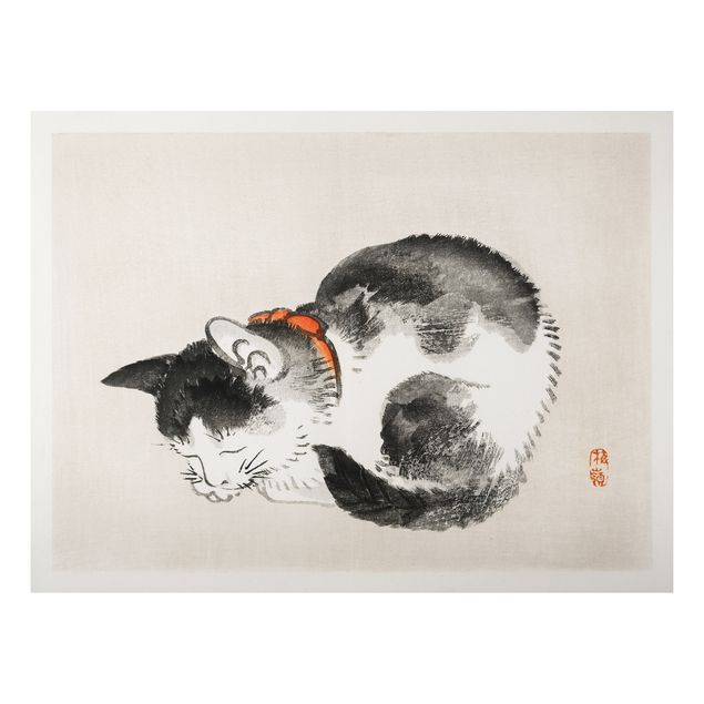 Bilder für die Wand Asiatische Vintage Zeichnung Schlafende Katze
