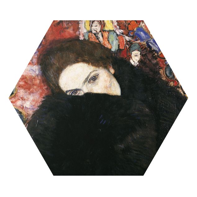 Bilder Hexagon Gustav Klimt - Dame mit Muff