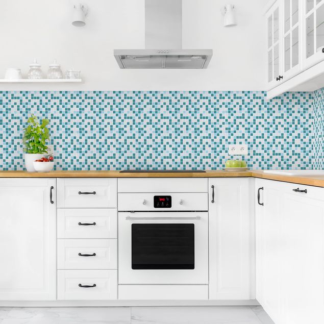 Rückwand Küche Fliesenoptik Mosaikfliesen Türkis Blau