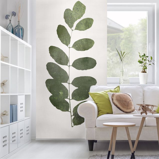 Raumteiler Vorhang Grafische Pflanzenwelt - Dunkelgrün