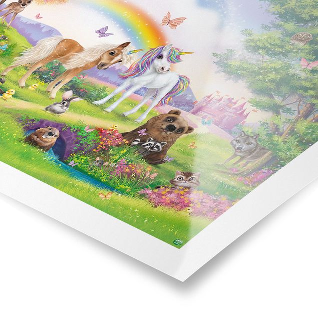 Tiere Poster Zauberwald mit Einhorn