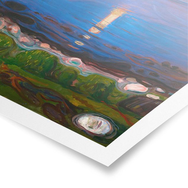 Poster - Edvard Munch - Sommernacht am Meeresstrand - Quadrat 1:1