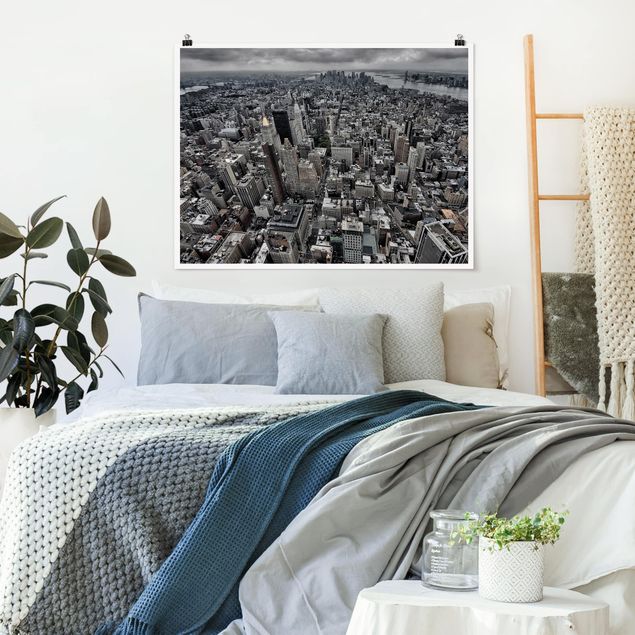 Wandposter Schwarz-Weiß Blick über Manhattan