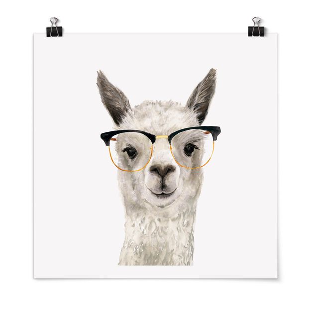 Poster - Hippes Lama mit Brille I - Quadrat 1:1