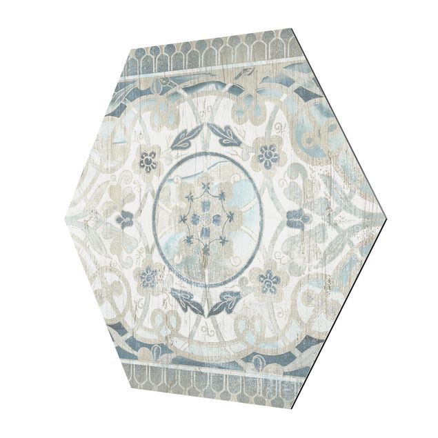 Hexagon Bild Alu-Dibond - Holzpaneel Persisch Vintage I