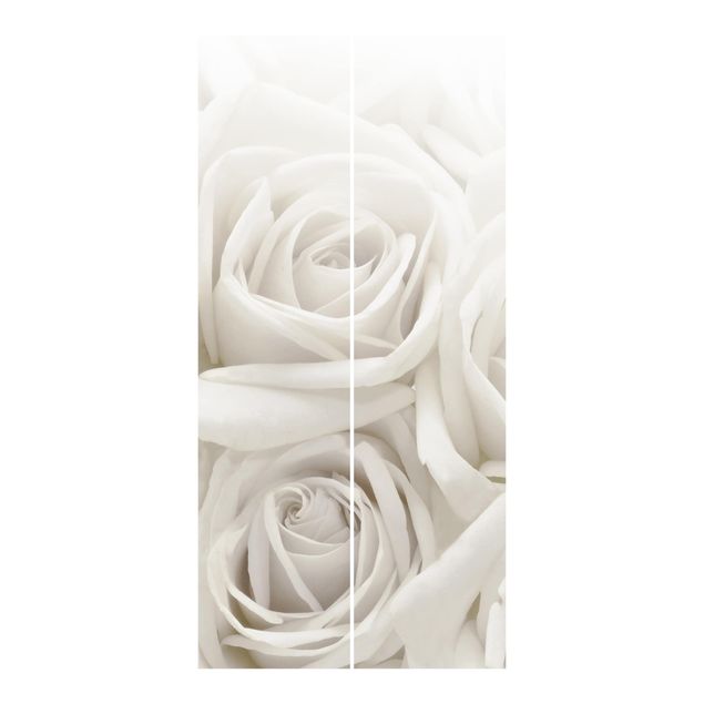 Schiebegardinen Set - Weiße Rosen - Flächenvorhänge