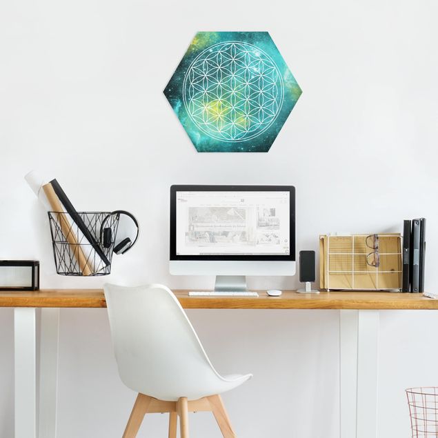 Hexagon Bilder Blume des Lebens im Licht der Sterne