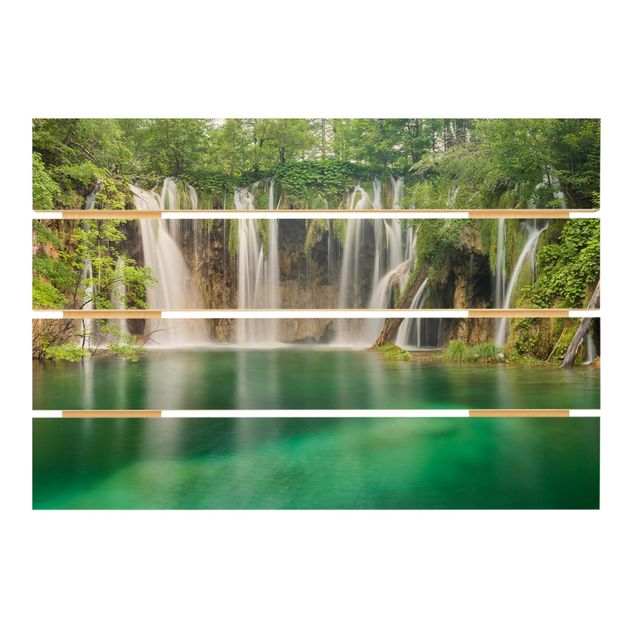 Holzbild - Wasserfall Plitvicer Seen - Querformat 2:3