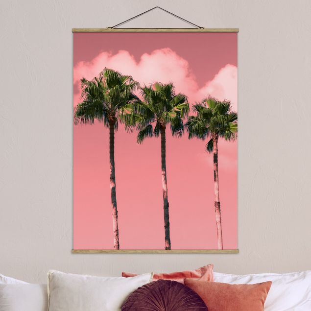 Wandbilder Palmen vor Himmel Rosa