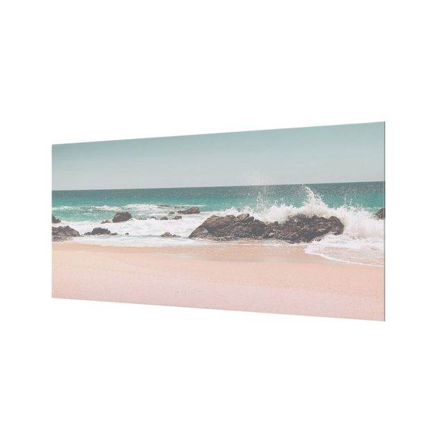 Spritzschutz Glas - Sonniger Strand Mexico - Querformat 2:1