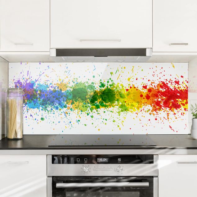 Spritzschutz Glas magnetisch Rainbow Splatter