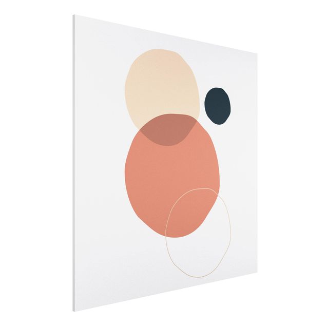 Forex Fine Art Print - Line Art Kreise Pastell - Quadrat 1:1