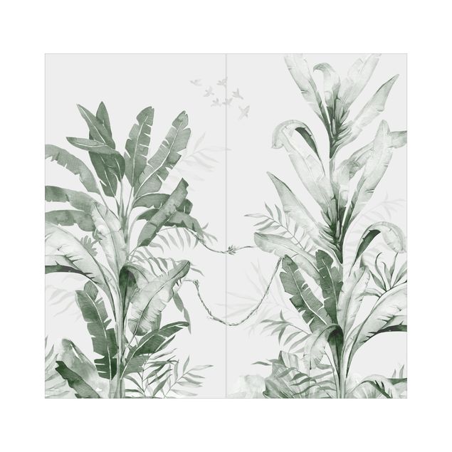 Duschrückwand - Tropische Palmen und Blätter