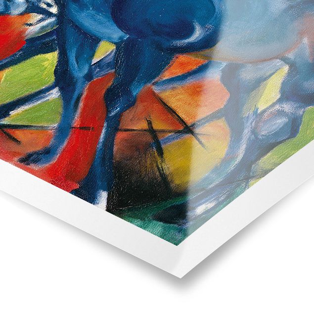 Poster abstrakte Kunst Franz Marc - Die Blauen Fohlen