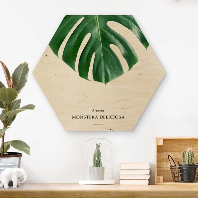 Moderne Holzbilder Tropisches Blatt Monstera