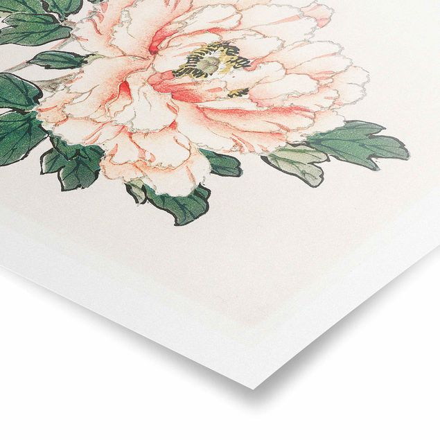 Poster kaufen Asiatische Vintage Zeichnung Rosa Chrysantheme