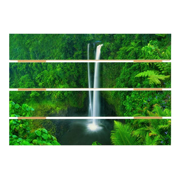 Holzbild - Paradiesischer Wasserfall - Querformat 2:3