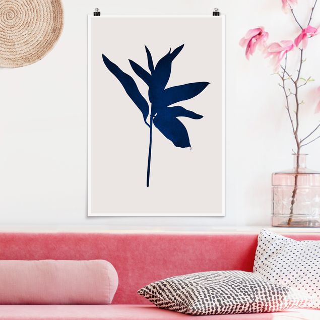 Poster Illustration Grafische Pflanzenwelt - Blau
