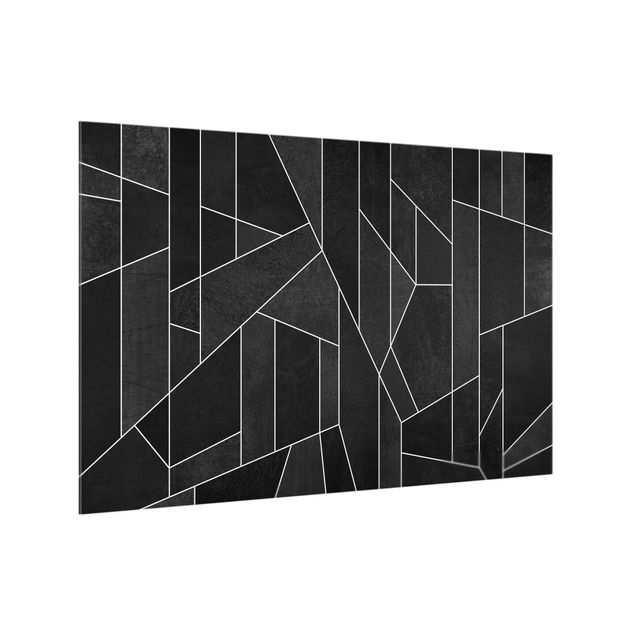Muster Küchenrückwand Glas Schwarz Weiß Geometrie Aquarell