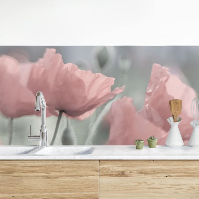 Küchenrückwände Platte Malerische Mohnblumen