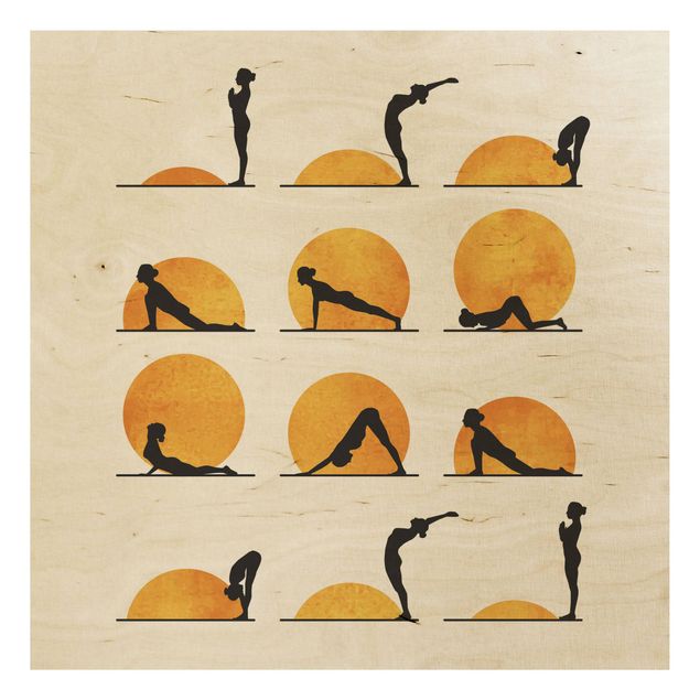 Bilder auf Holz Yoga - Der Sonnengruß