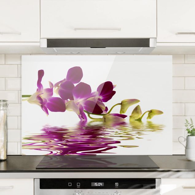 Spritzschutz Glas magnetisch Pink Orchid Waters