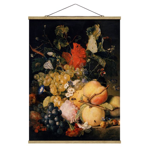 Stoffbilder Jan van Huysum - Früchte Blumen und Insekten