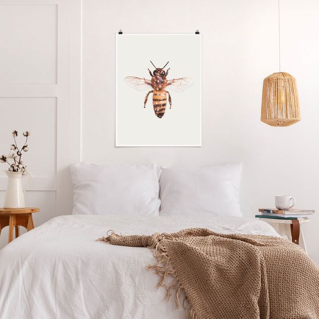 Poster Kunstdruck Biene mit Glitzer