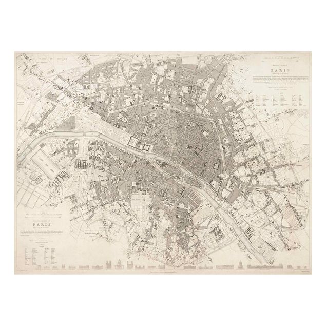 Bilder für die Wand Vintage Stadtplan Paris