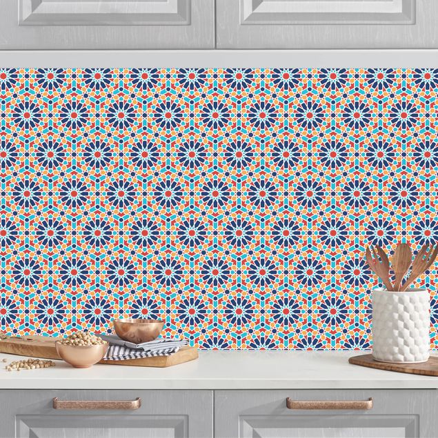 Küchenrückwände Platte Orientalisches Muster mit bunten Sternen