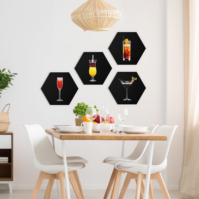 Bilder Hexagon Cocktail Set auf Schwarz Set I