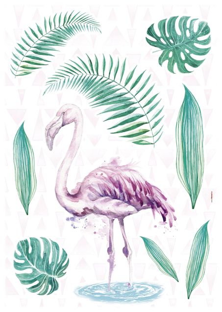 Wandtattoo Geometrische Formen Flamingo