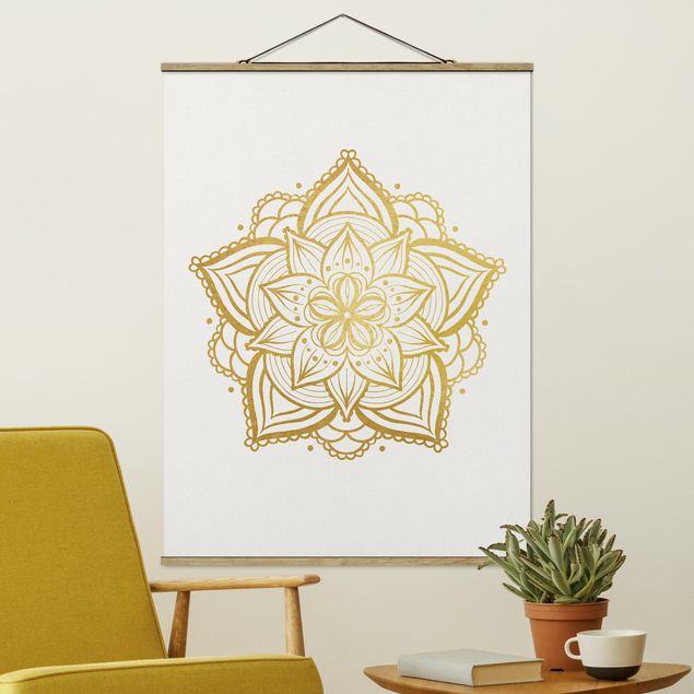 Bilder für die Wand Mandala Blüte Sonne Illustration Set Gold