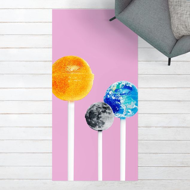 outdoor-teppich wetterfest Lollipops mit Planeten