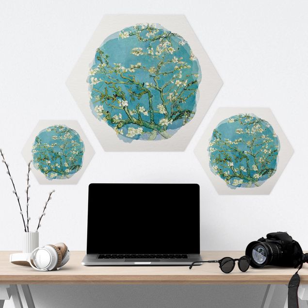 Hexagon Bild Forex - Wasserfarben - Vincent van Gogh - Mandelblüte