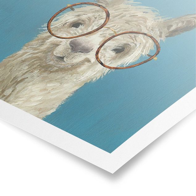 Poster Kunstdruck Lama mit Brille I