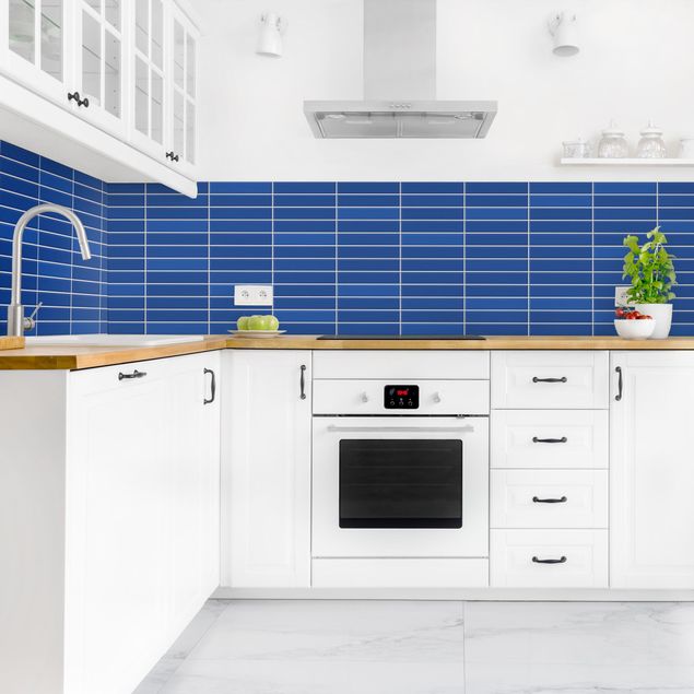 Küchenrückwand Folie Fliesenoptik Metro Fliesen - Blau