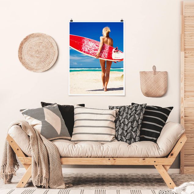 Strand Poster Surfergirl