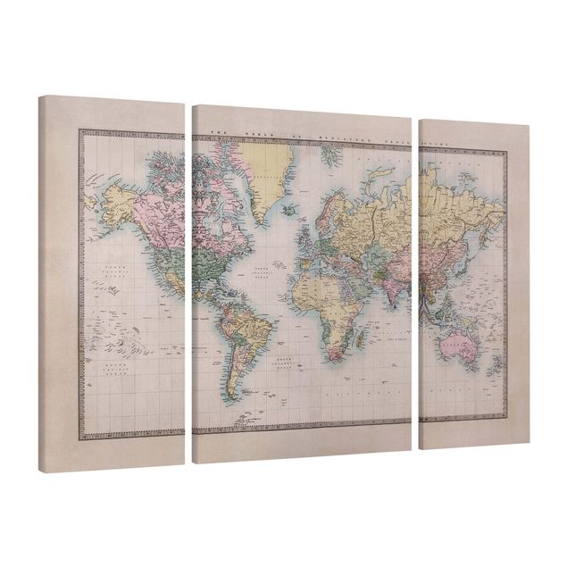 Bilder für die Wand Vintage Weltkarte um 1850