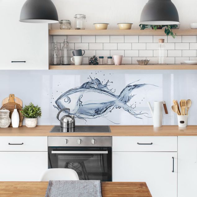 Küchenrückwand Tiere Liquid Silver Fish II