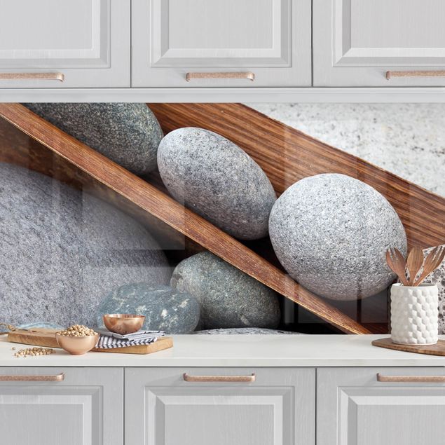 Küchenrückwände Platte Stillleben mit grauen Steinen