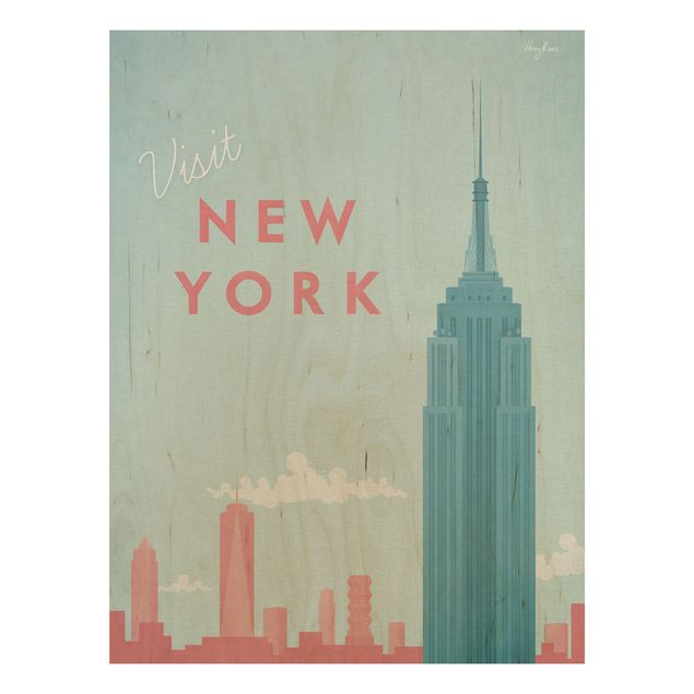 Holzbilder modern Reiseposter - New York