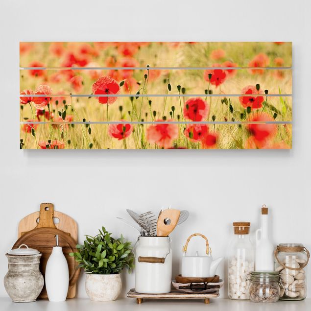 Holzbilder mit Blumen Summer Poppies