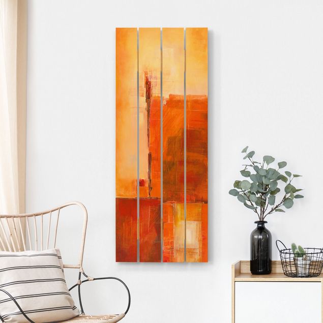 Holzbilder modern Abstrakt Orange Braun