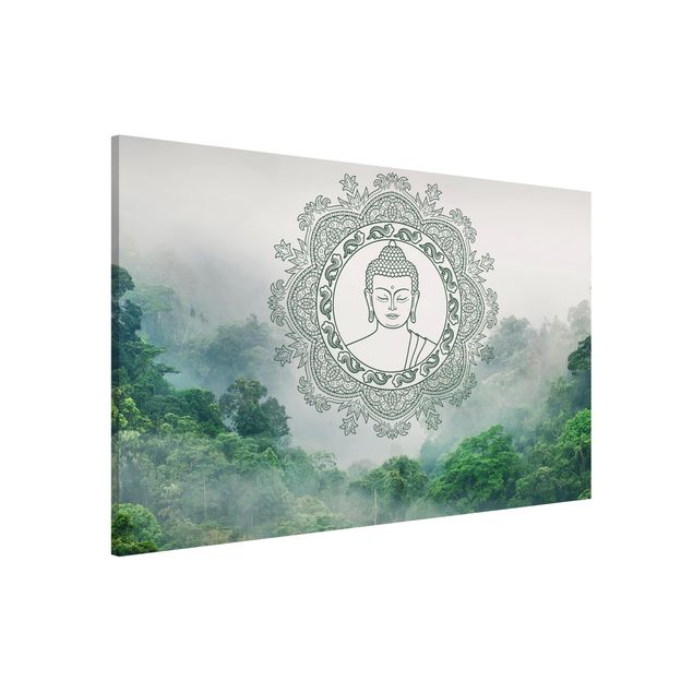 Magnettafel Büro Buddha Mandala im Nebel
