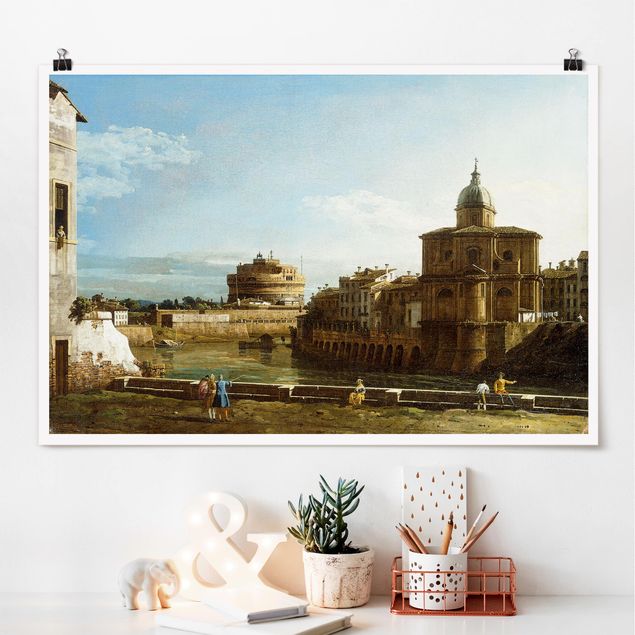 Kunstdruck Expressionismus Bernardo Bellotto - Ansicht Roms am Ufer
