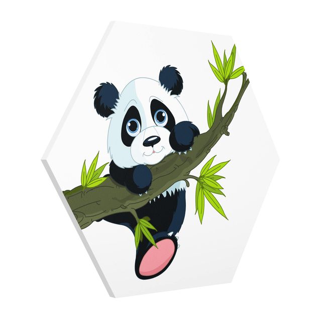 Hexagon Wandbilder Kletternder Panda