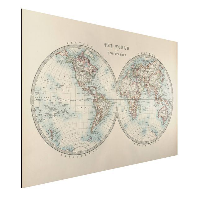 Schöne Wandbilder Vintage Weltkarte Die zwei Hemispheren