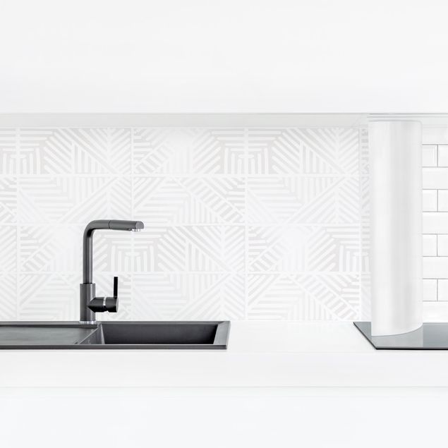 Küchenrückwände Platte Linienmuster Stempel in Weiß