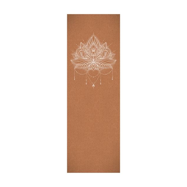 Teppich Orientalisch Boho Lotusblüte weiß Korkoptik